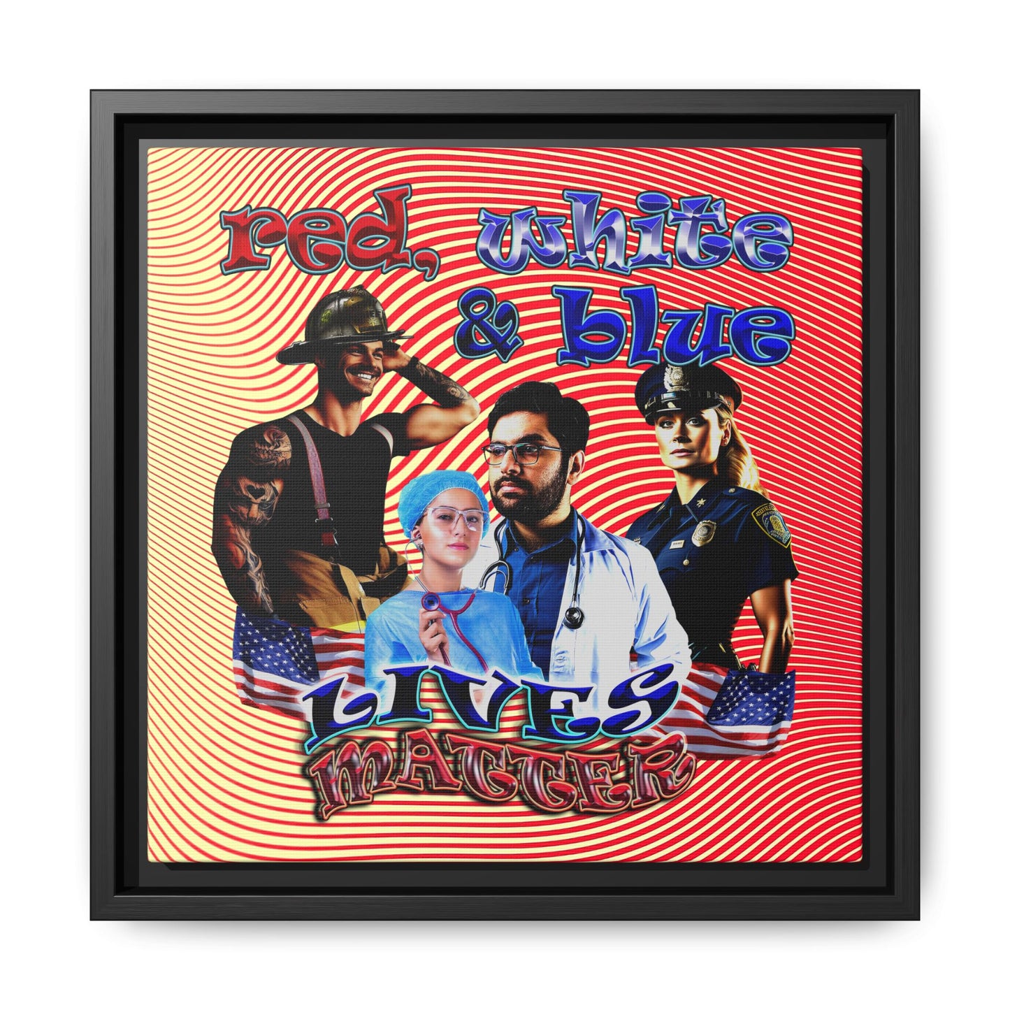 rw&b lives matter - framed canvas art (yellow-orange wave)