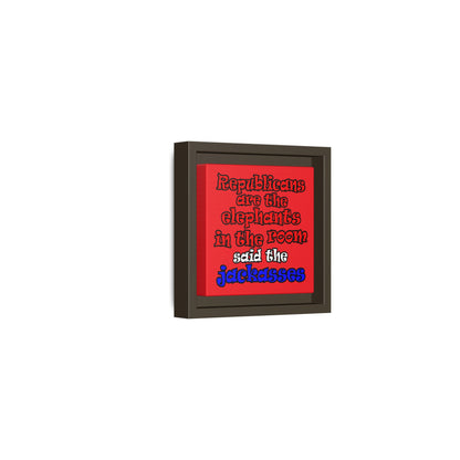 donkeys and elephants - framed canvas art (red)