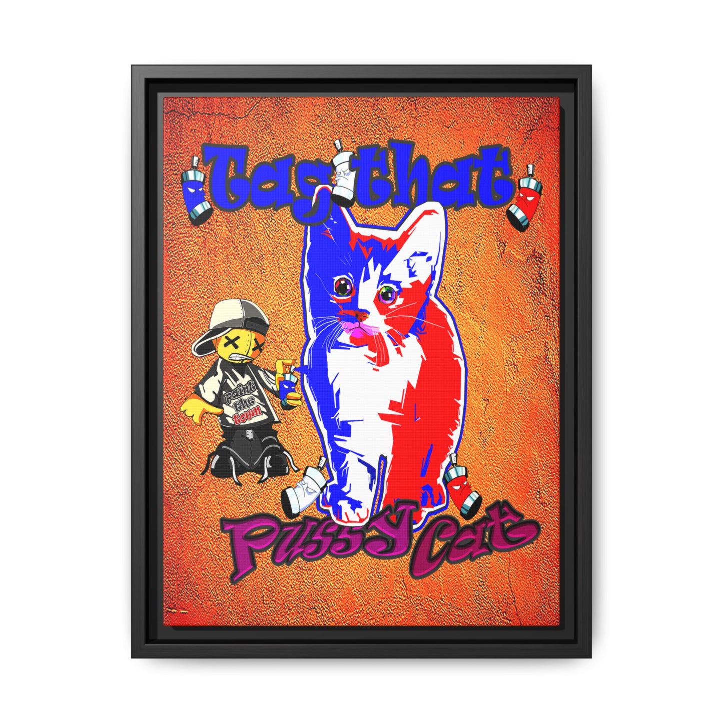 tag that - framed canvas art (burnt orange)