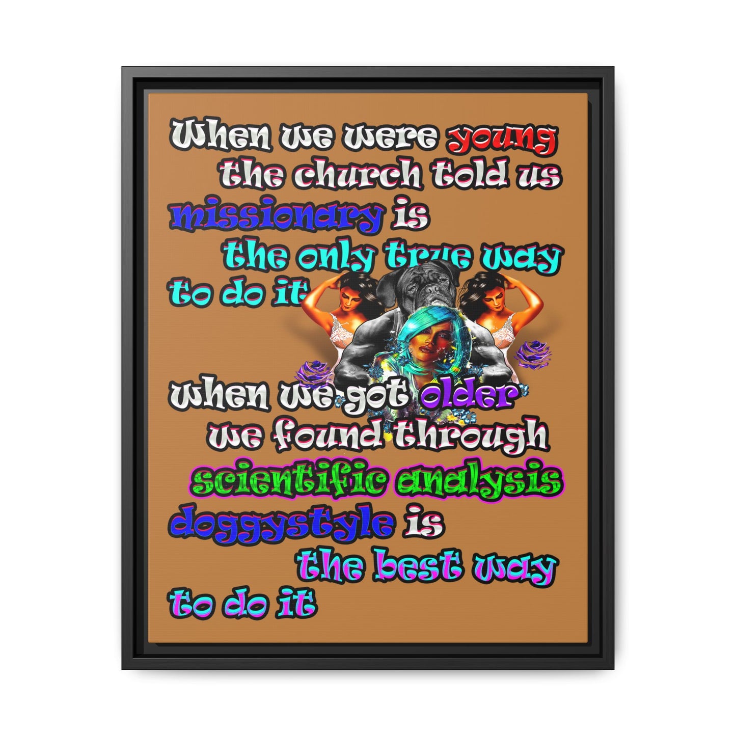 doggystyle - framed canvas art (light brown)