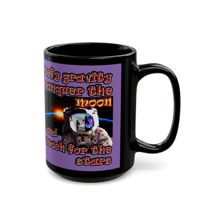 defy conquer reach - Black Mug (light purple)
