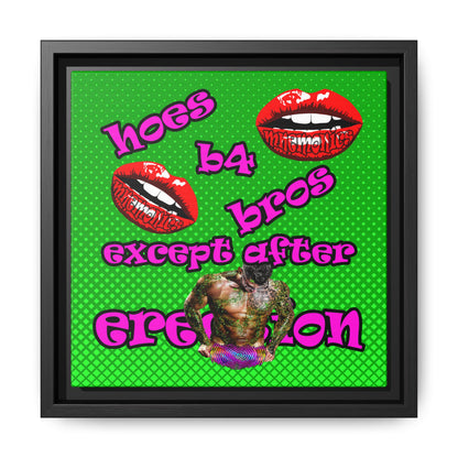 hoes b4 bros - framed canvas art (logo green)
