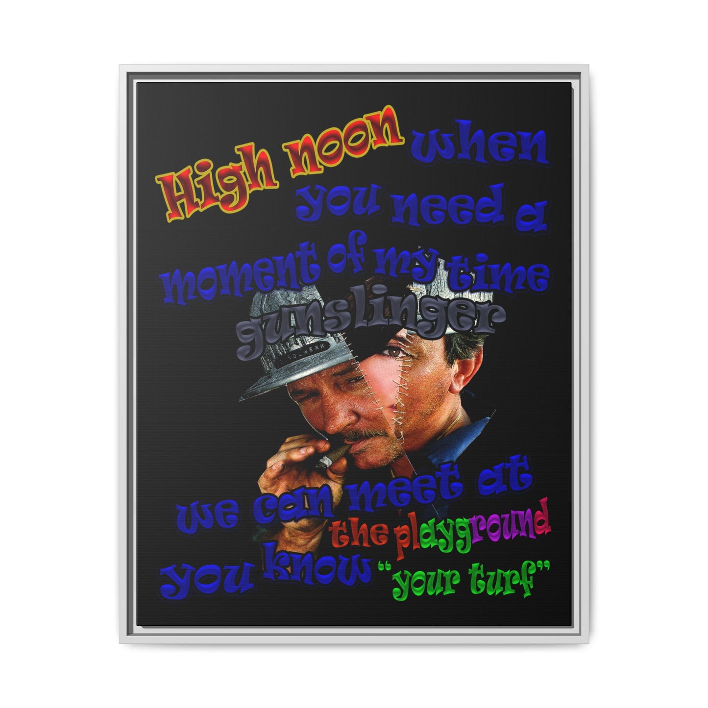 high noon - framed canvas art (black)