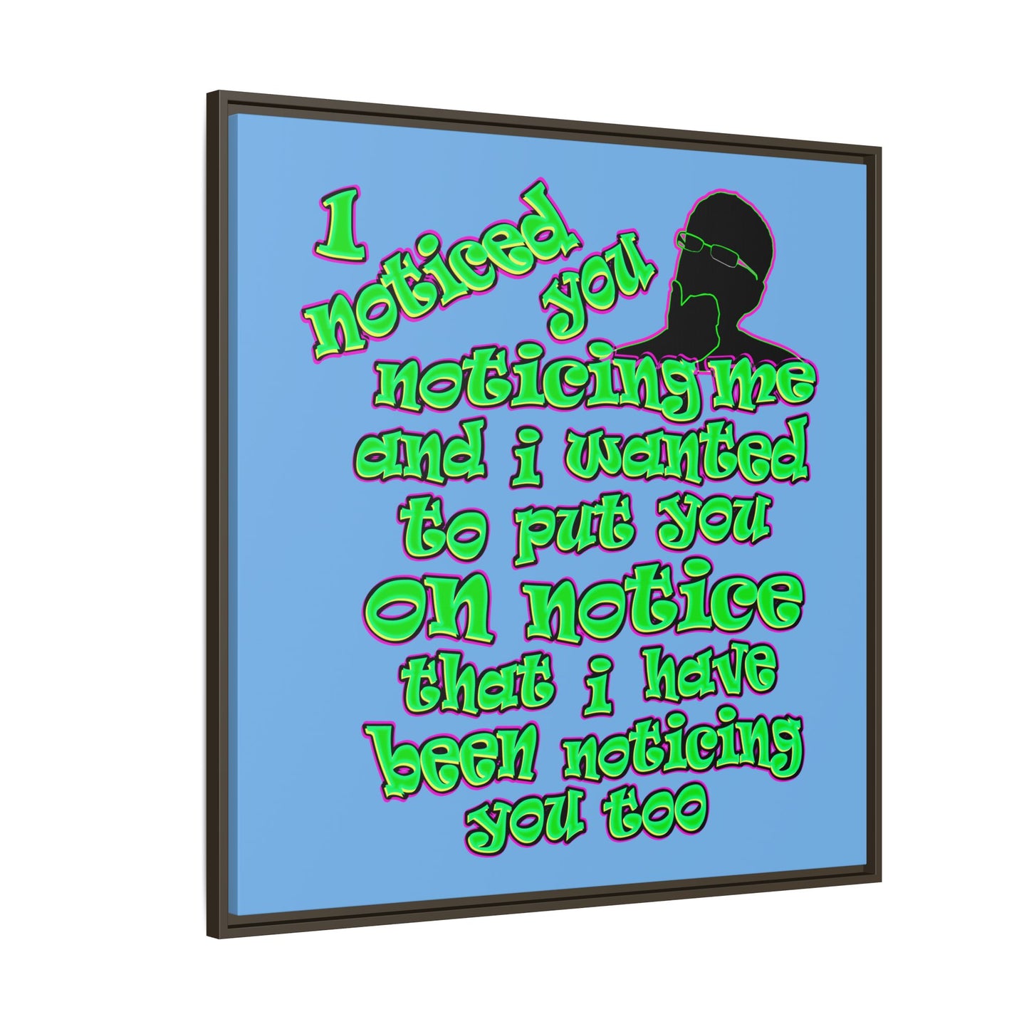 noticed you noticing - framed canvas art (light blue)