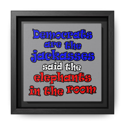 donkeys and elephants - framed canvas art (grey)