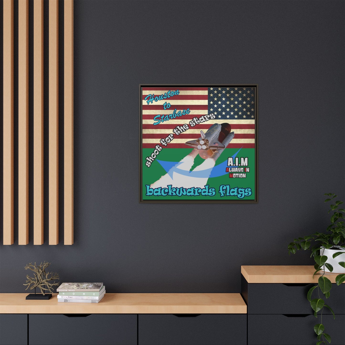 shoot for the stars - framed canvas art (dark green)