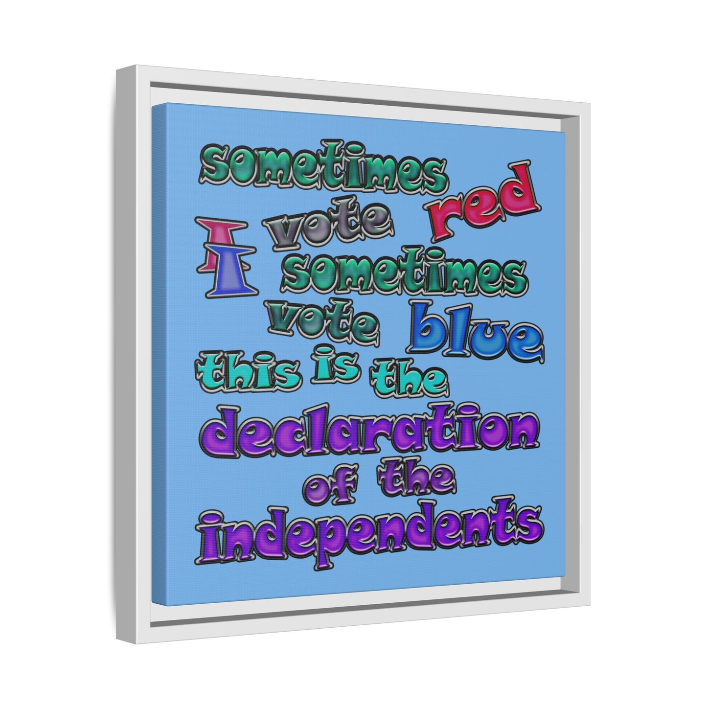 declaration of the independents - framed canvas art (light blue)