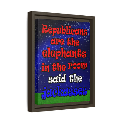 donkeys and elephants - framed canvas art ('snoops' background)