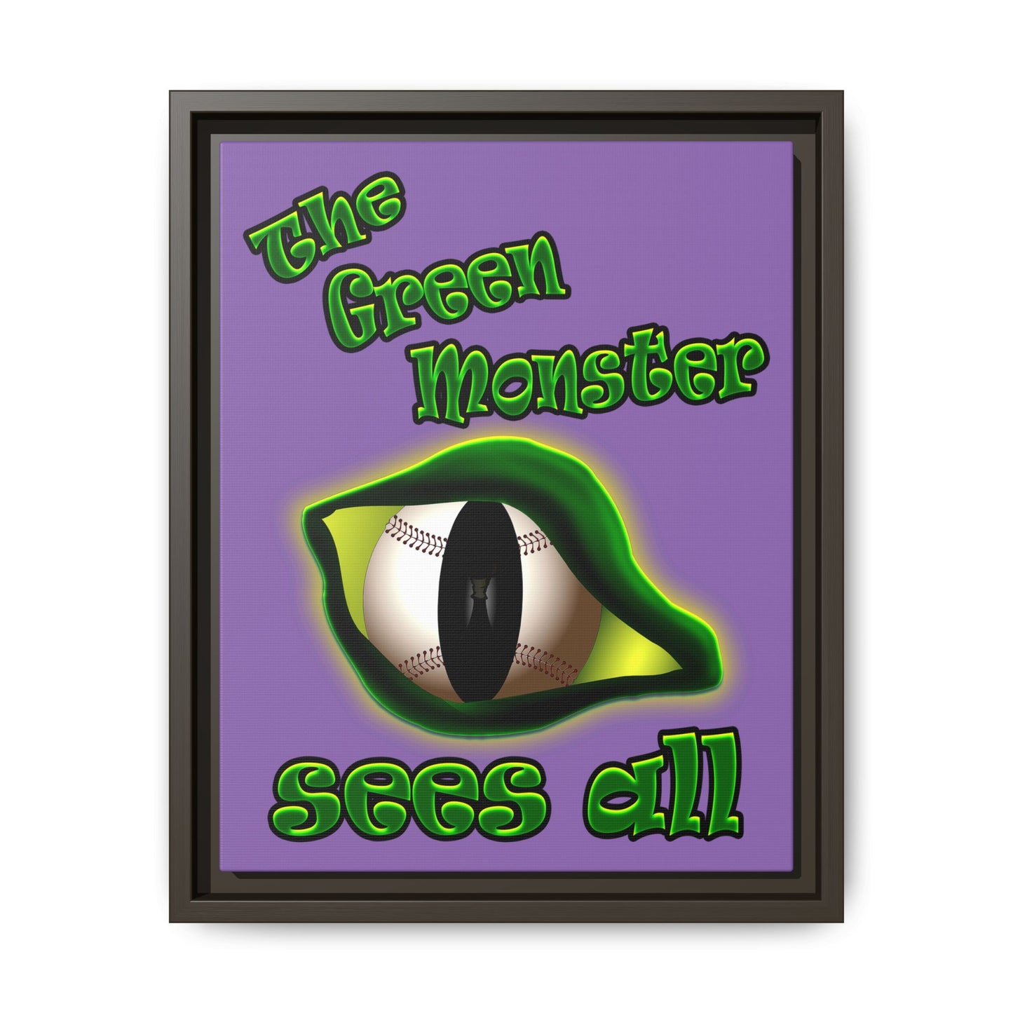 green monster - framed canvas art (light purple)