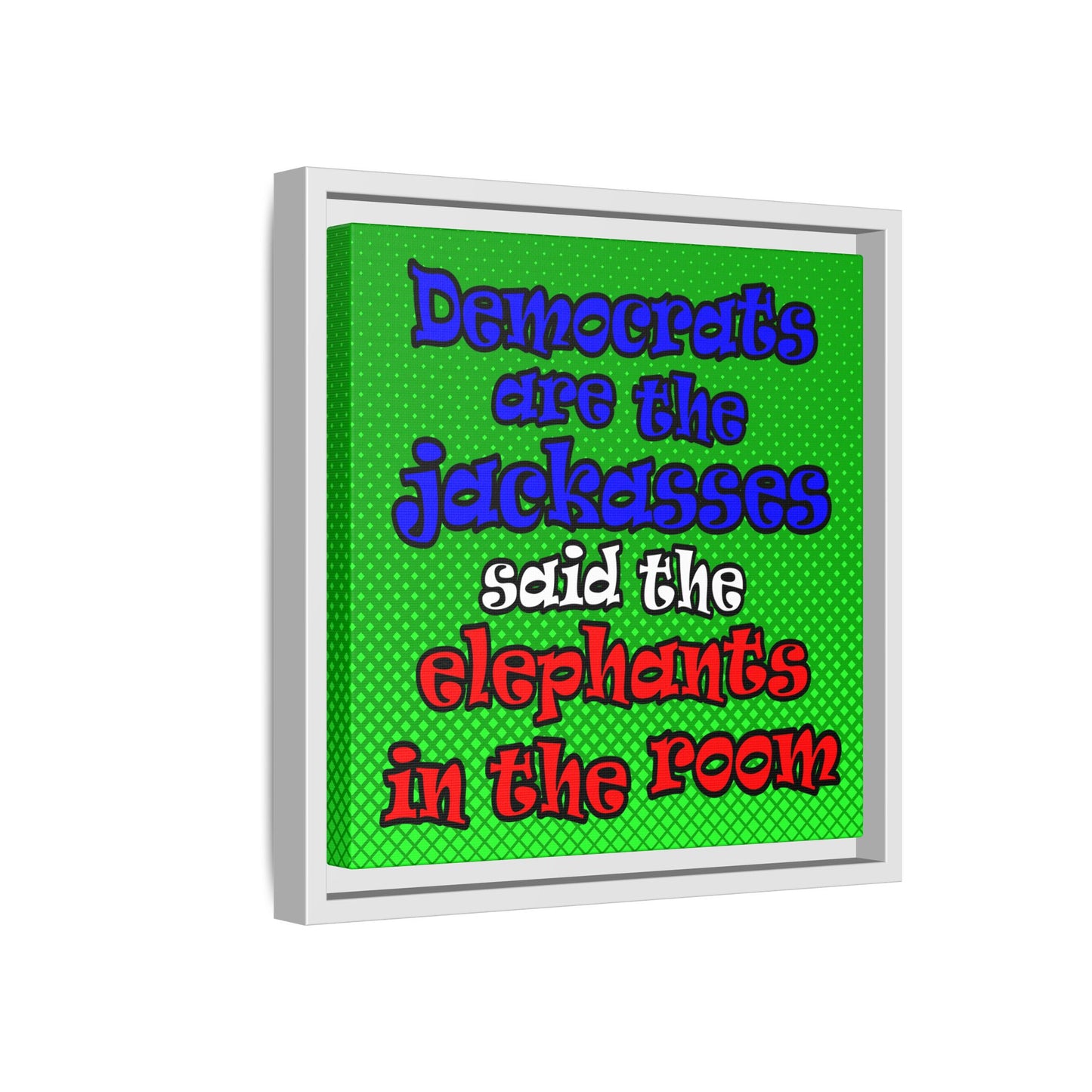 donkeys and elephants - framed canvas art (logo green)