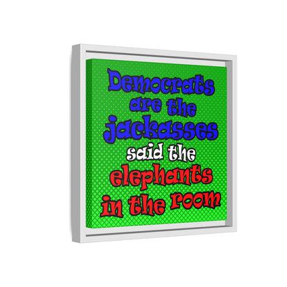 donkeys and elephants - framed canvas art (logo green)