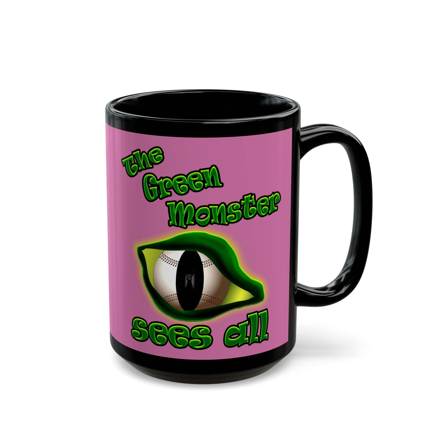 green monster - Black Mug (light pink)