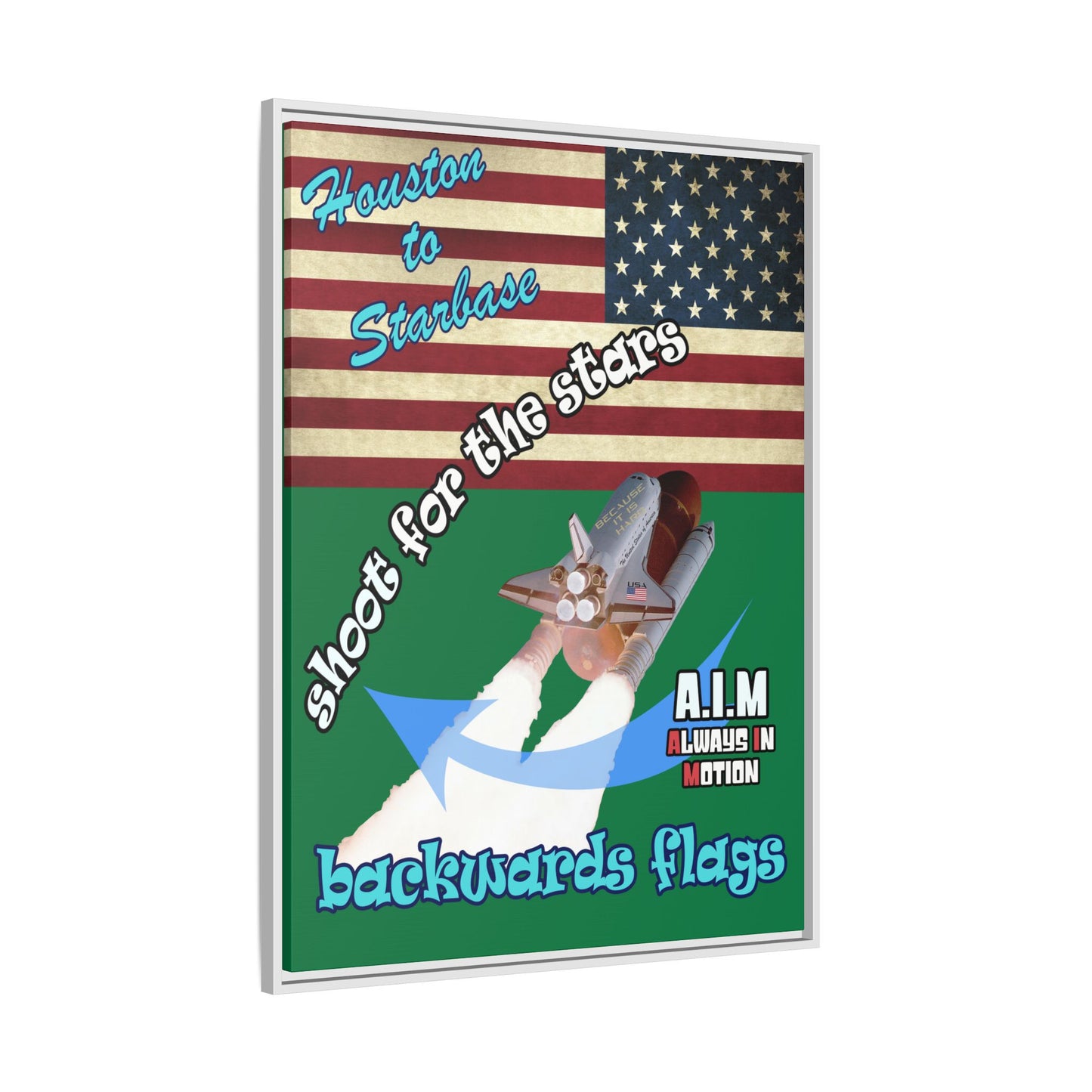 shoot for the stars - framed canvas art (dark green)