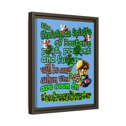christmas spirits of boston - framed canvas art (light blue)