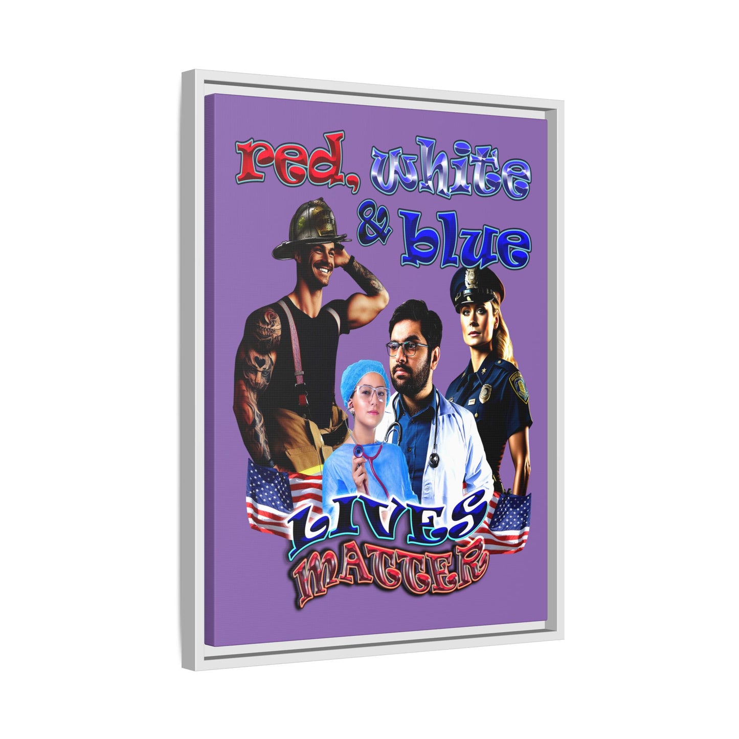 rw&b lives matter - framed canvas art (light purple)
