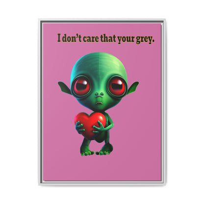 I don't care that your grey - framed canvas art (light pink)