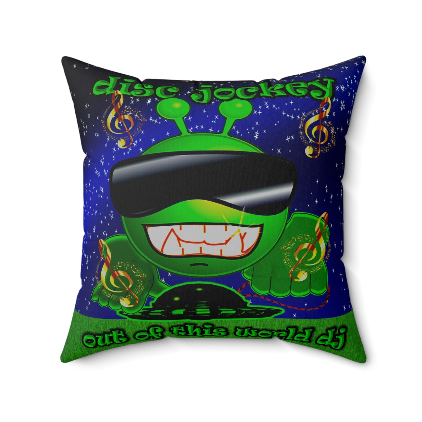 disc jockey - Spun Polyester Square Pillow - ('snoops' background)