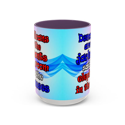 donkeys and elephants - Accent Mug (light blue-pink wave)