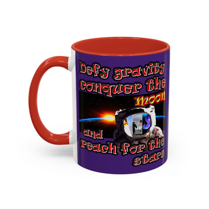 defy conquer reach - Accent Mug (purple)