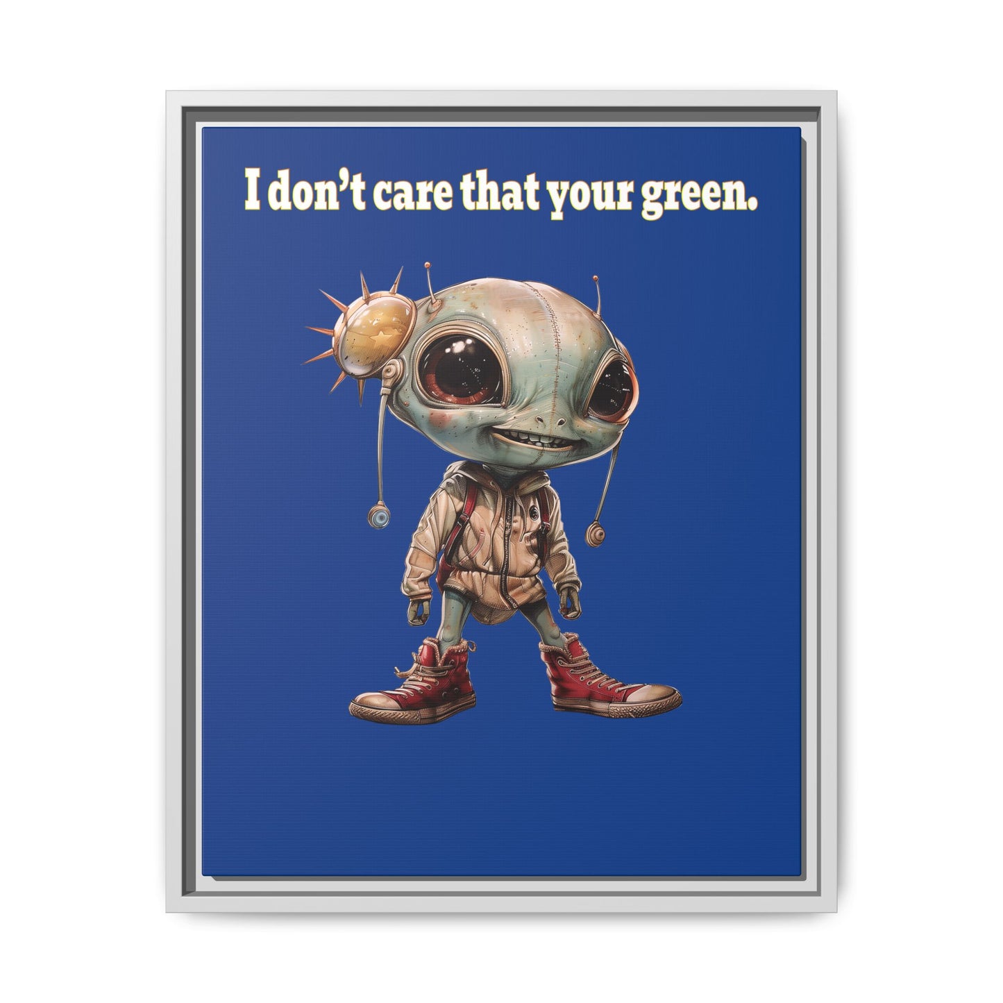 I don't care that your green - framed canvas art (dark blue)