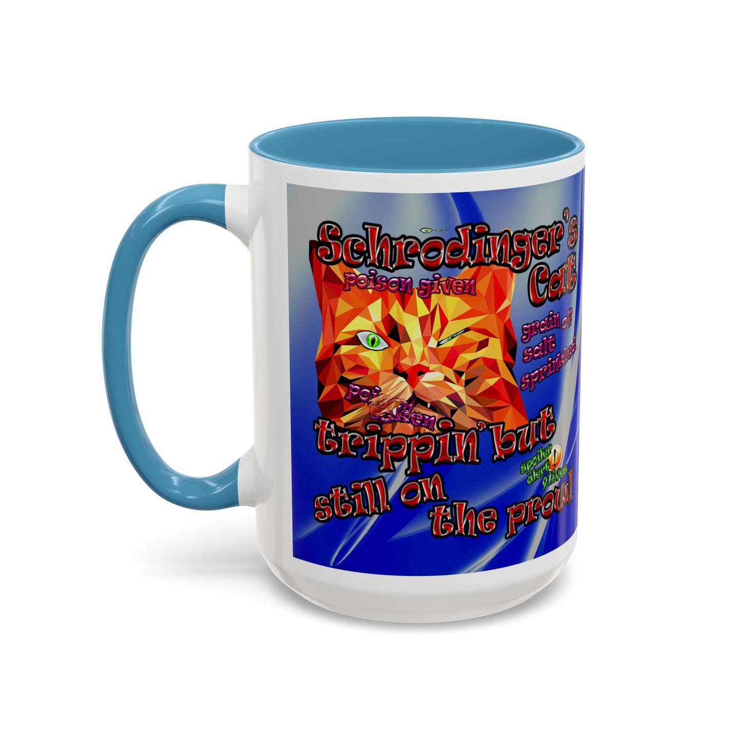 schrodinger's cat - Accent Mug (blue-white wave)
