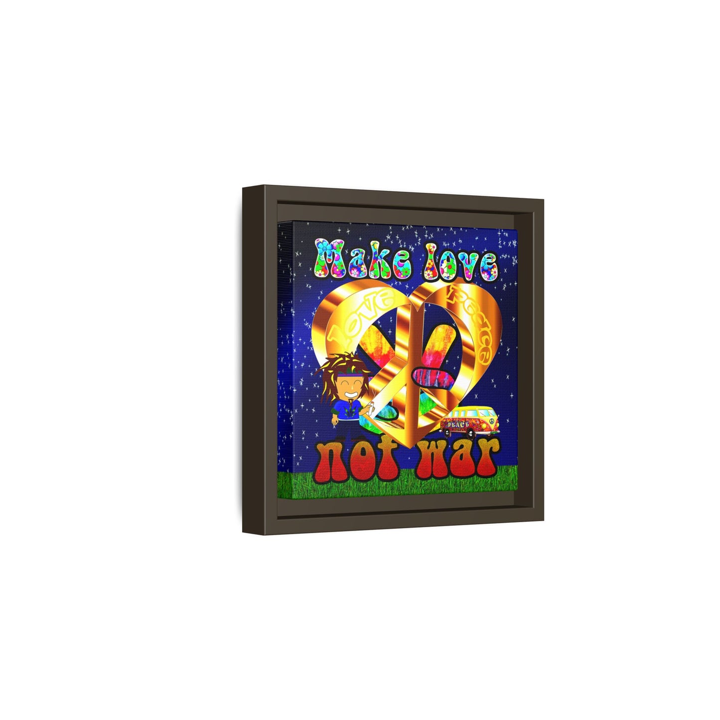 love peace - framed canvas art ('snoops' background)
