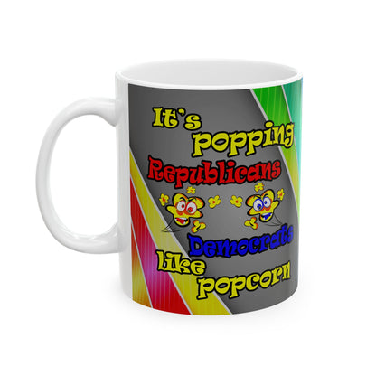 popping like popcorn - White Mug (rainbow split)