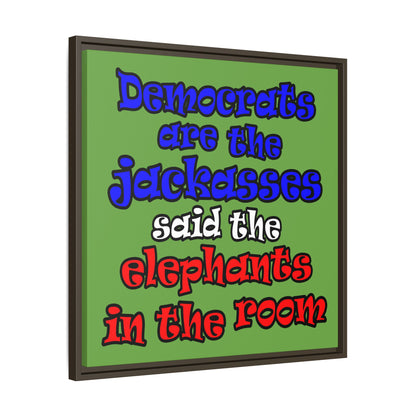 donkeys and elephants - framed canvas art (green)