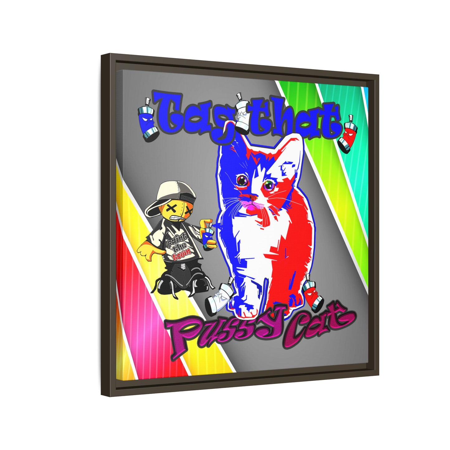 tag that - framed canvas art (rainbow split)