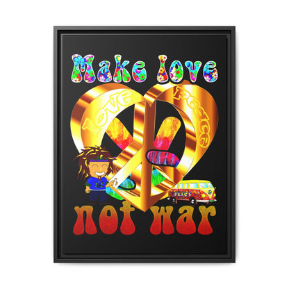 love peace - framed canvas art (black)