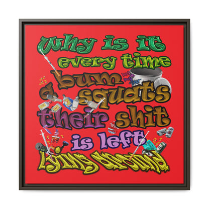the bum's shit - framed canvas art (red)