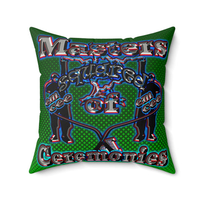 em cee squared - Faux Suede Square Pillow - (logo green)