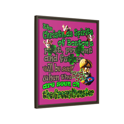 christmas spirits of boston - framed canvas art (pink)
