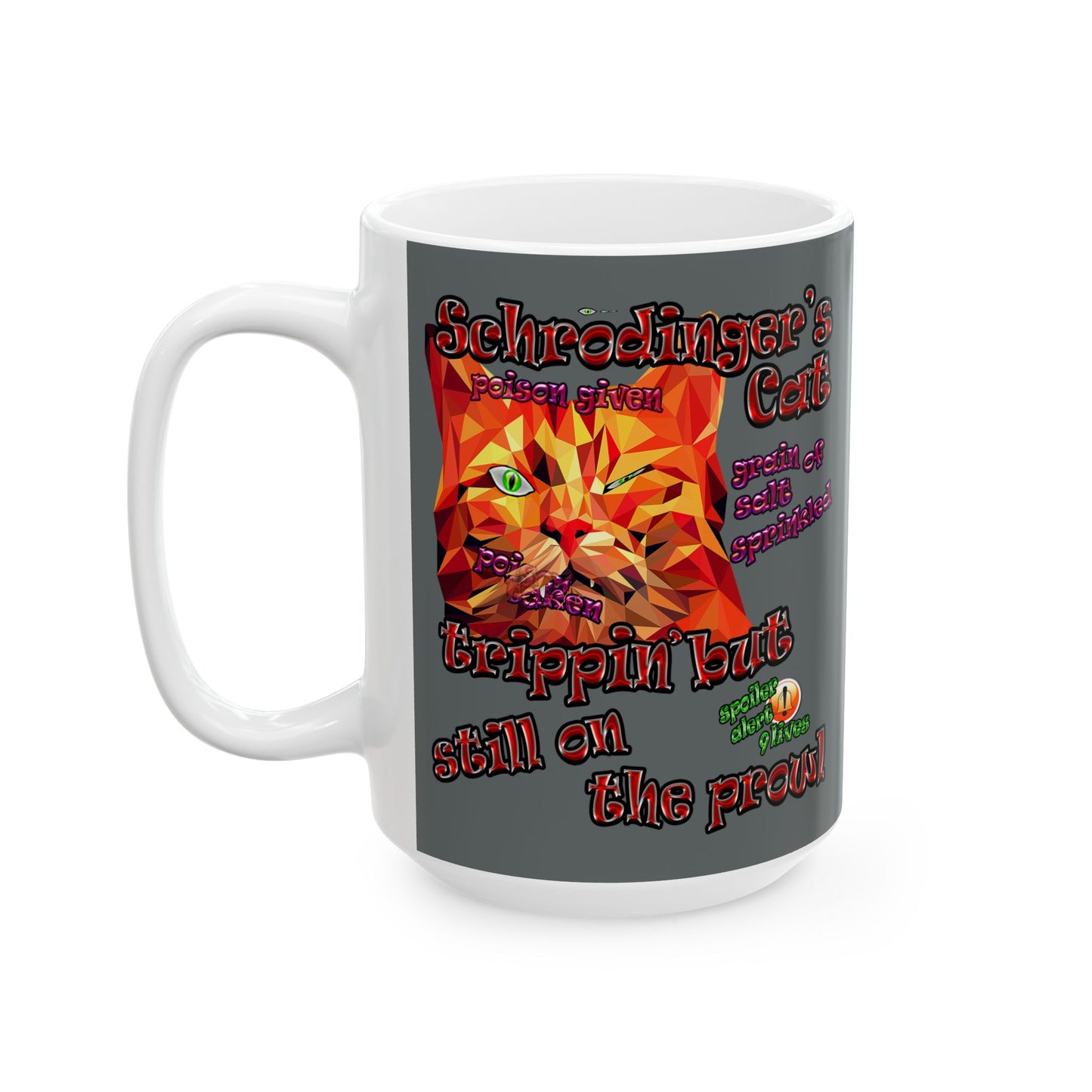schrodinger's cat - White Mug (dark grey)