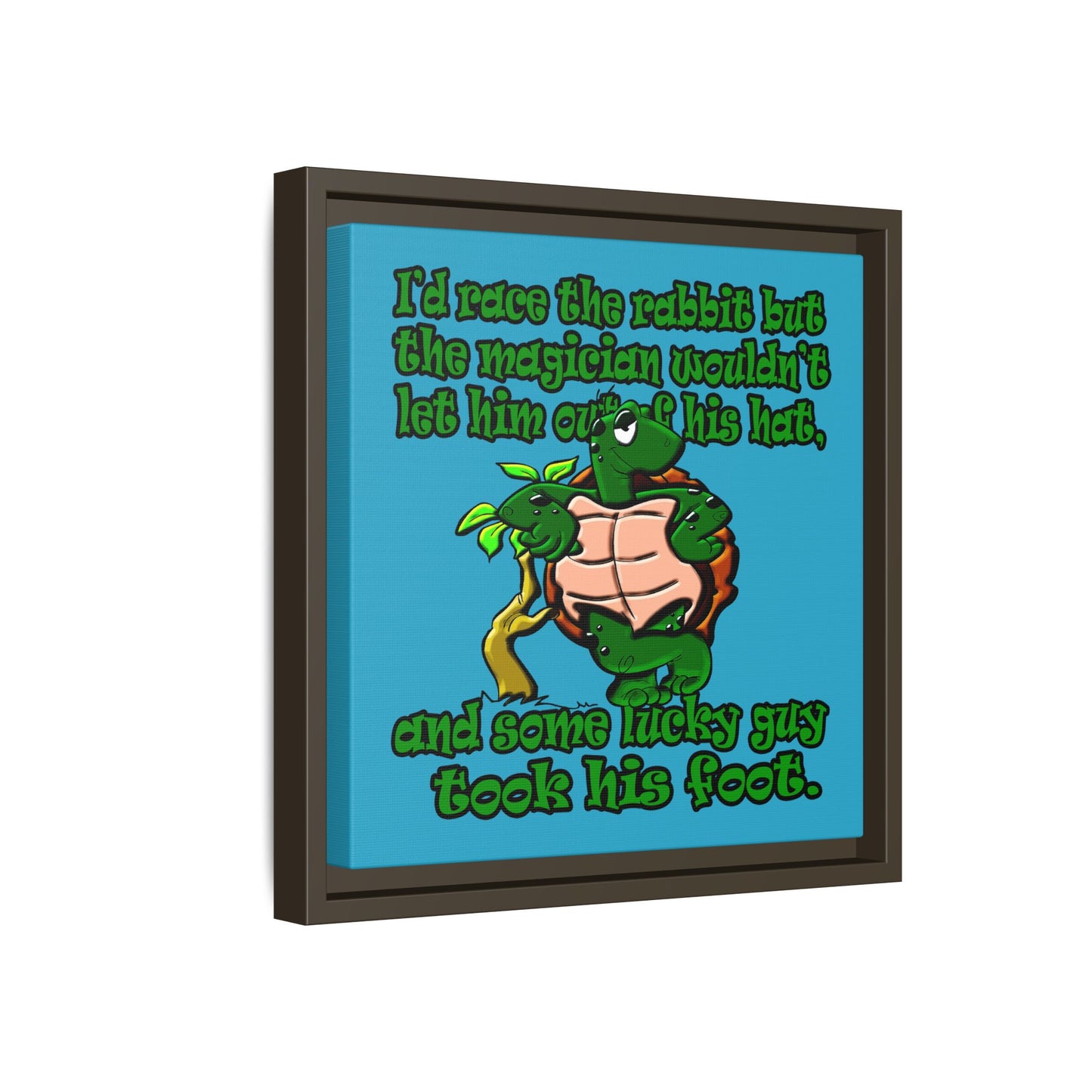 turtle race - framed canvas art (turquoise)