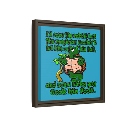 turtle race - framed canvas art (turquoise)