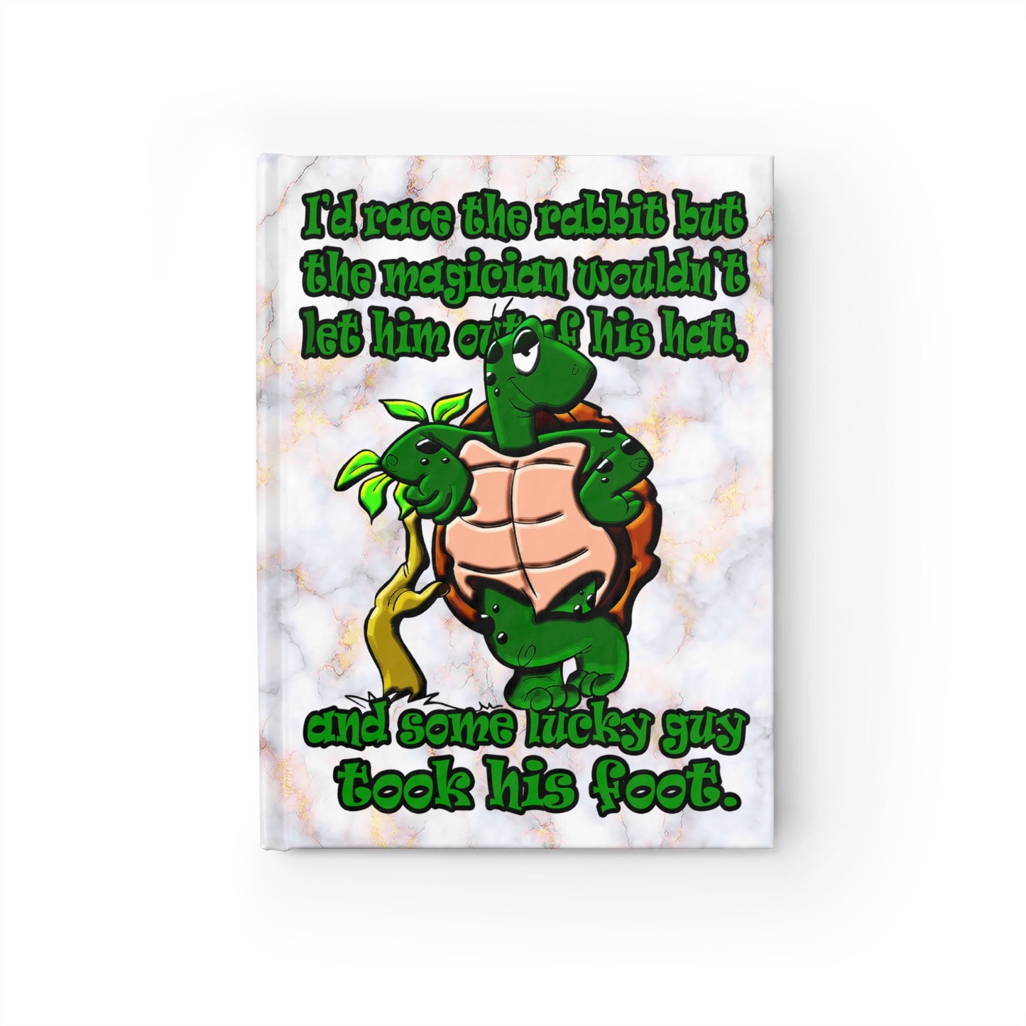 turtle race - journal-lined (white marble)