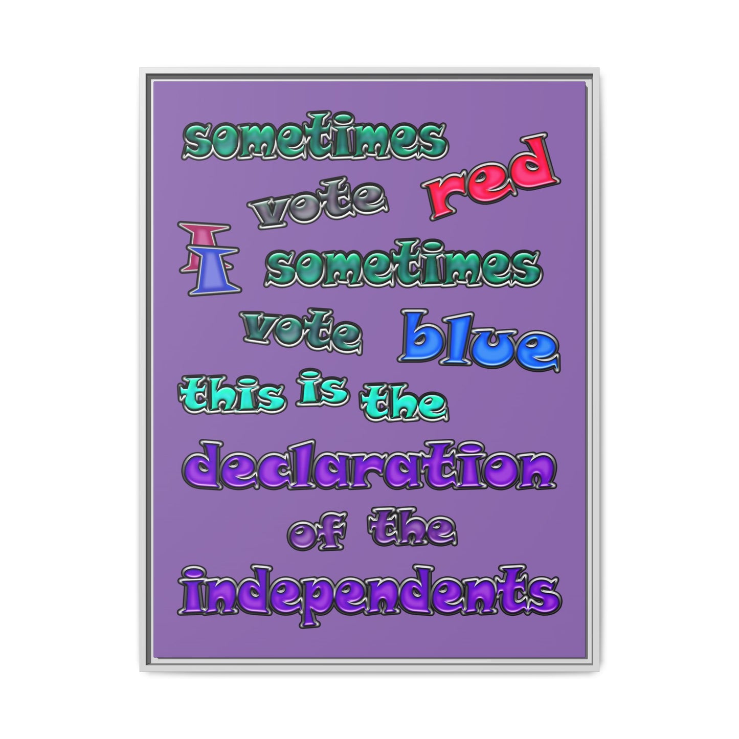 declaration of the independents - framed canvas art (light purple)