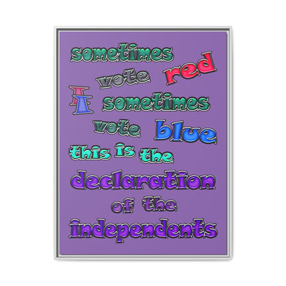 declaration of the independents - framed canvas art (light purple)