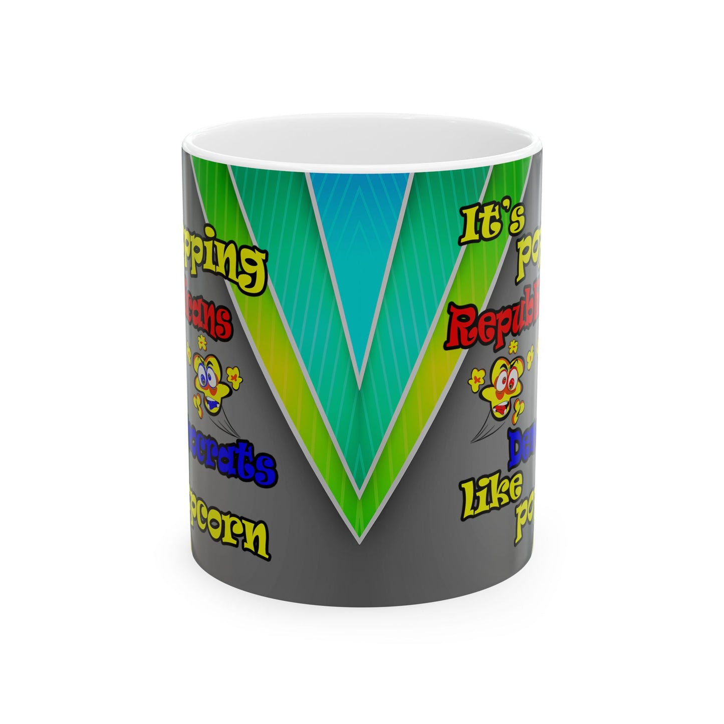 popping like popcorn - White Mug (rainbow split)