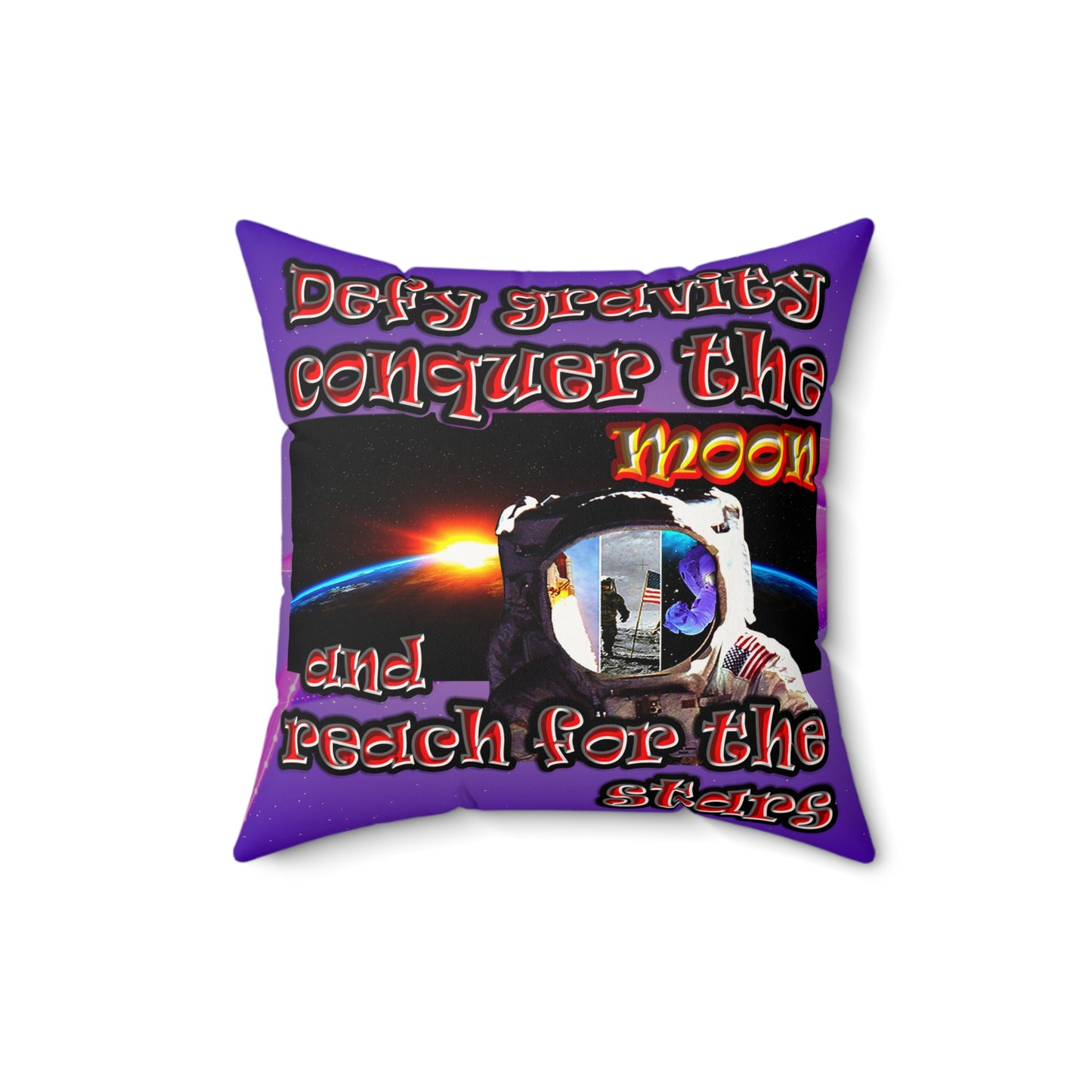 defy conquer reach - Faux Suede Square Pillow - (purple-pink wave)