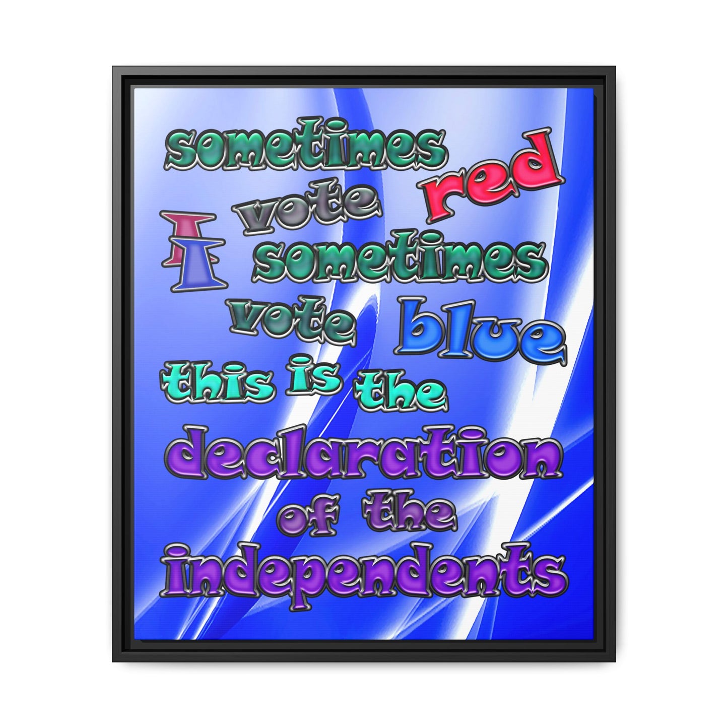 declaration of the independents - framed canvas art (blue-white wave)