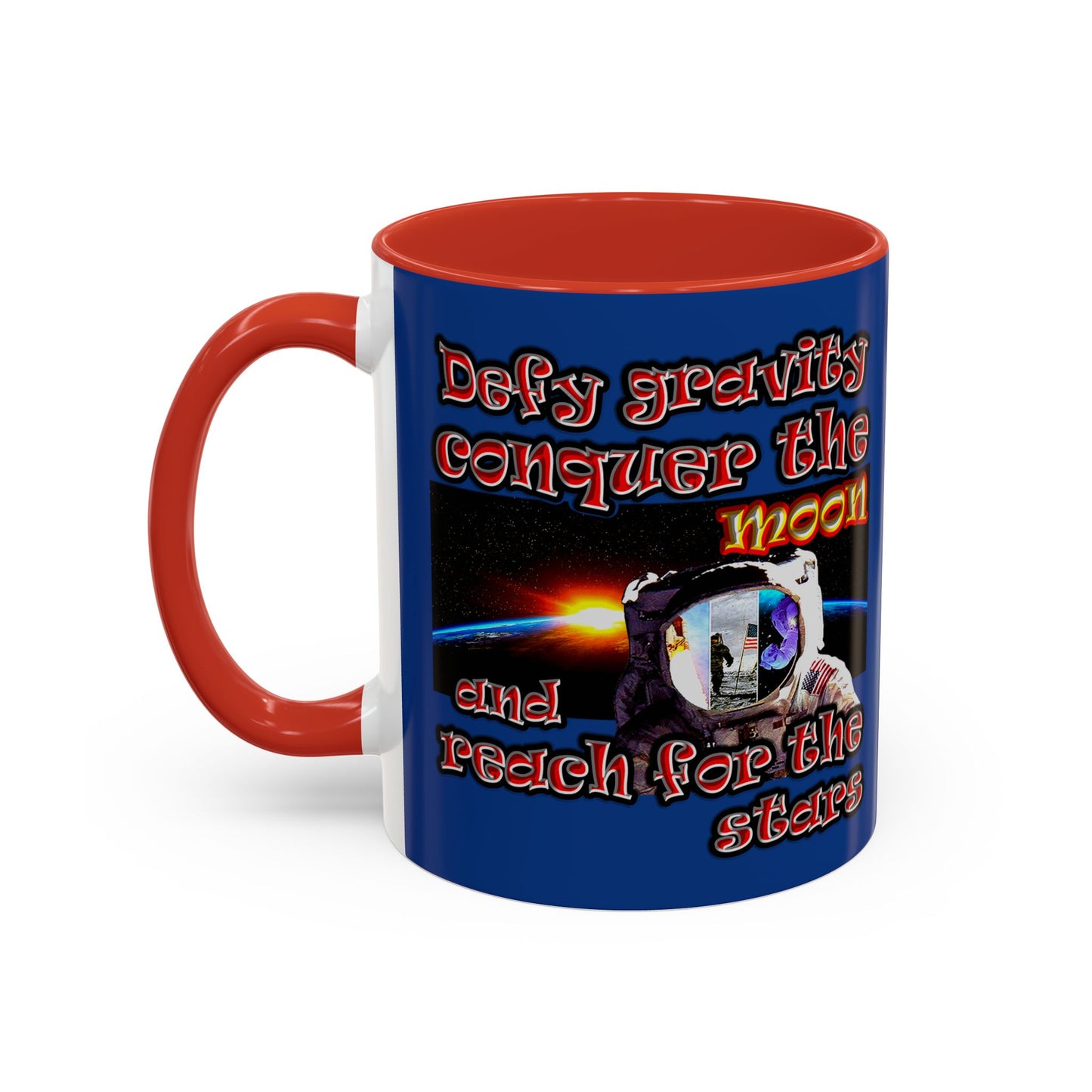 defy conquer reach - Accent Mug (dark blue)