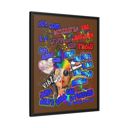drop the beat - framed canvas art (brown)