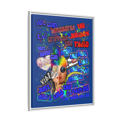 drop the beat - framed canvas art (dark blue)