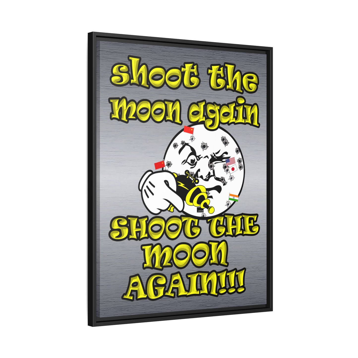 shoot the moon again - framed canvas art (brushed nickel)