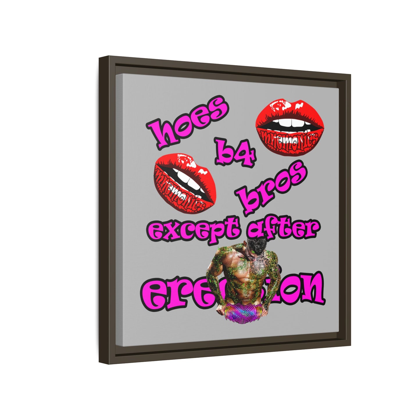 hoes b4 bros - framed canvas art (light grey)