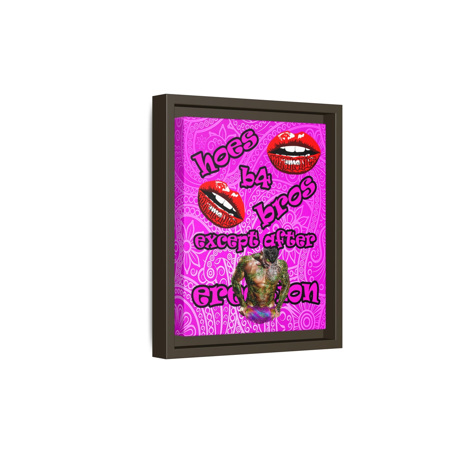 hoes b4 bros - framed canvas art (pink swirl)