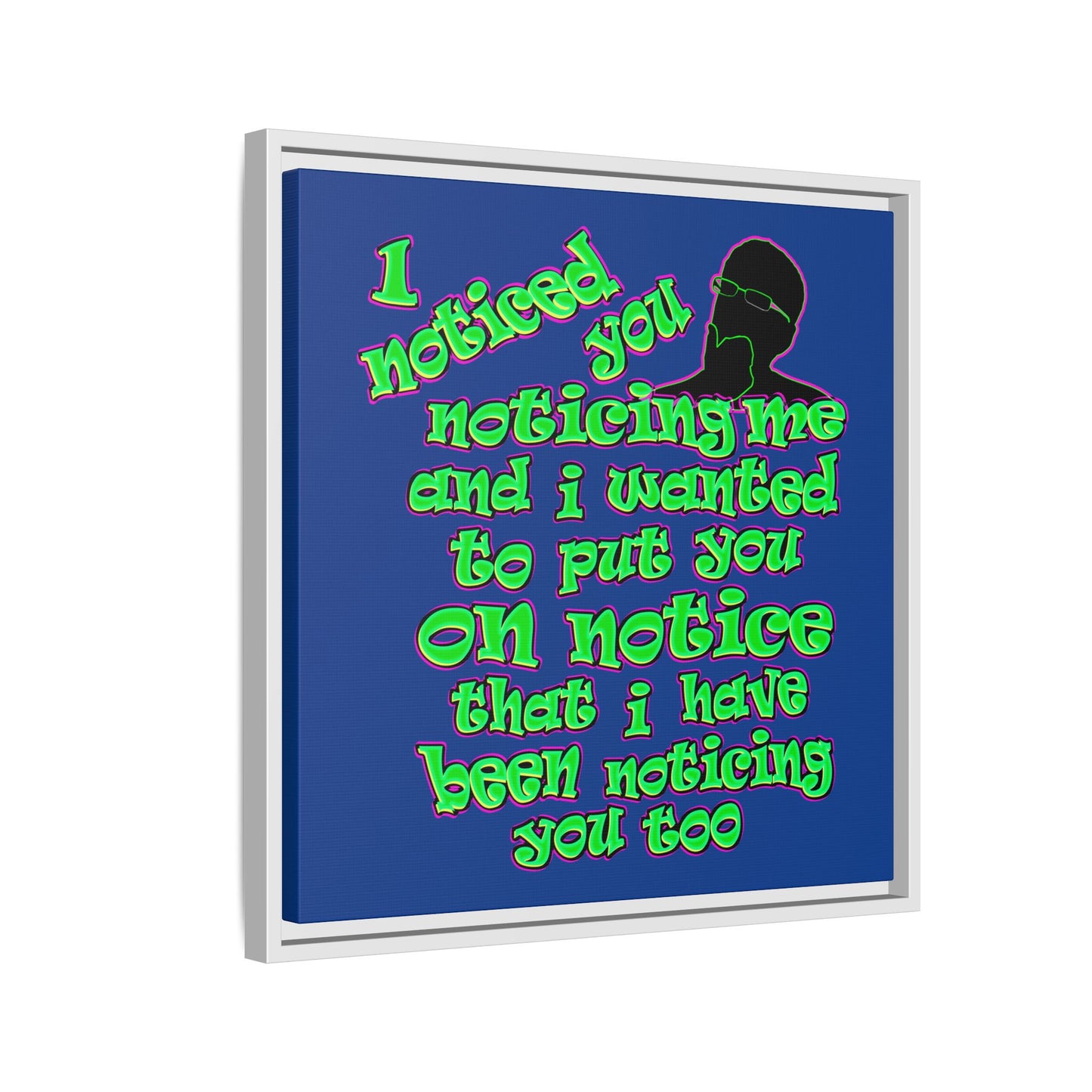 noticed you noticing - framed canvas art (dark blue)