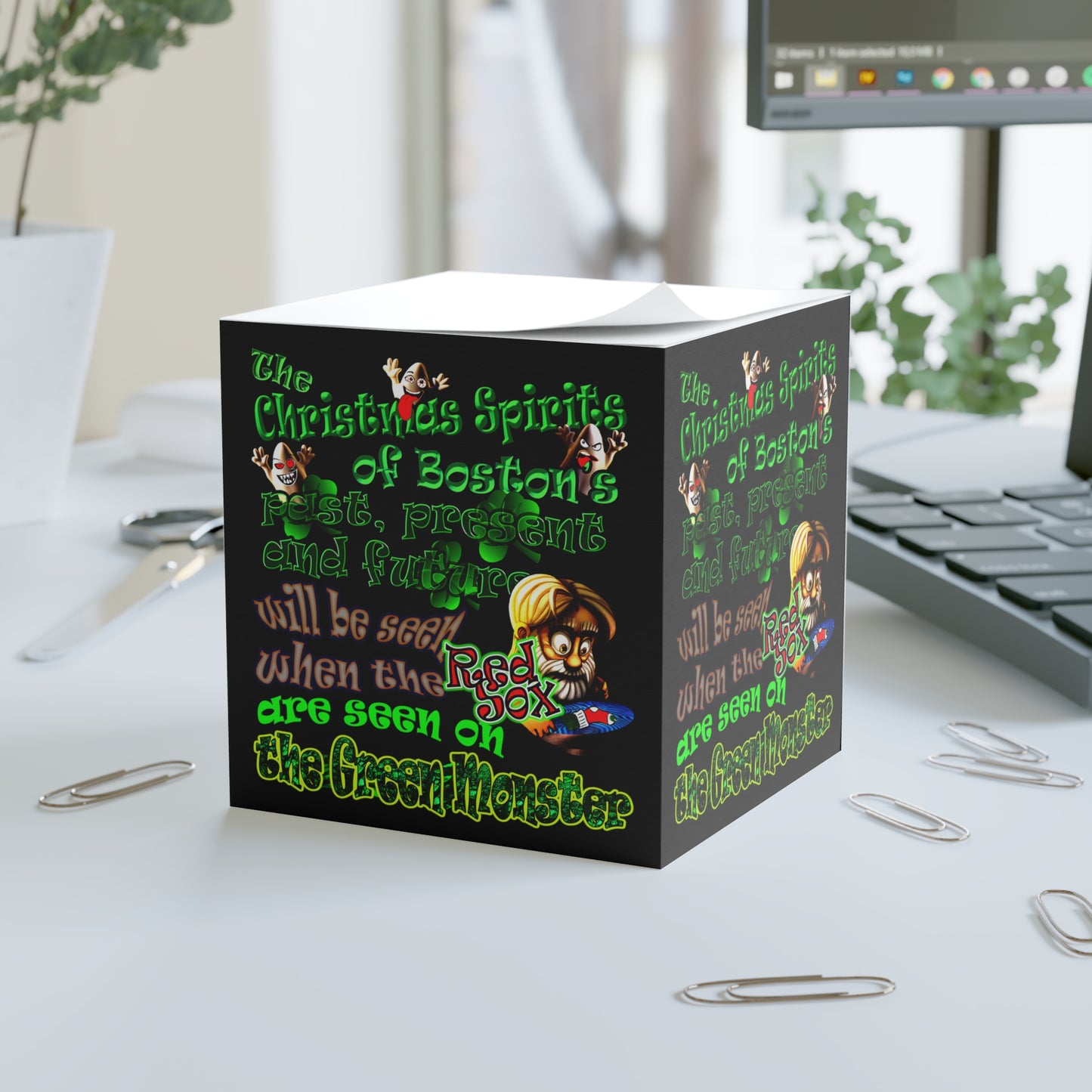 christmas spirits of boston - note cube (black)